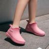 Fashion Short Tube Girls Rain Shoes Low Top Waterproof Shoes Kitchen Low Tube Rubber Shoes Car Wash Water Boots Plus Cotton Wool Rain Boots
