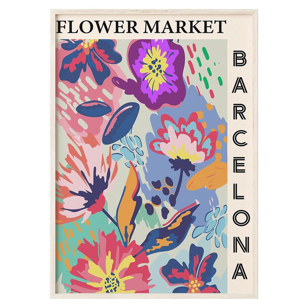 Цветочная картина на холсте, абстрактное искусство, цветочный рынок, принт, скандинавский плакат, стиль, настенная картина для гостиной, украшение дома