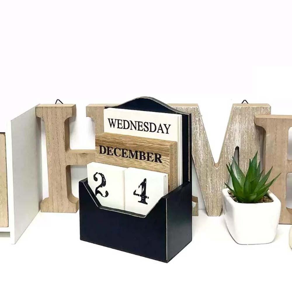 Aesthetic Wooden Perpetual Calendar Manual Date Display Ornament Desk Calendar Ornament Study