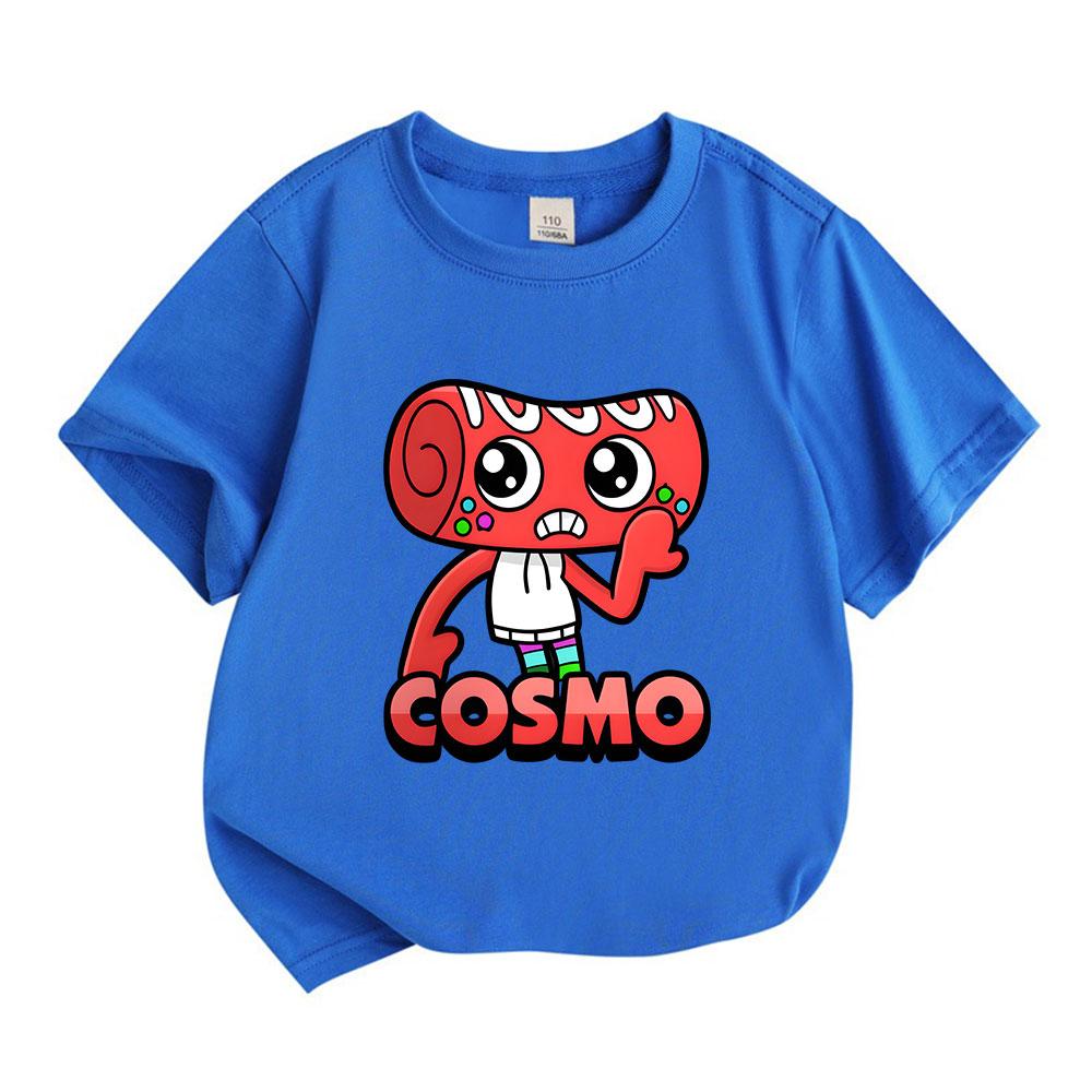Kids Boys Girls 100% Cotton Short Sleeve O-neck T-shirt, Cute Red Cartoon Confused Character Printed Casual Soft Breathable Tee Top for Daily Wear Par