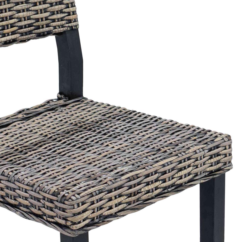 Dining Chair Set of 2 Kubu Rattan Washed Black