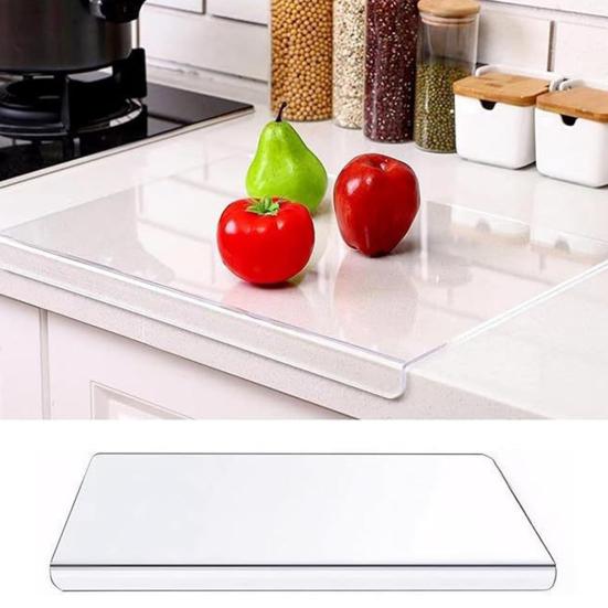 Акриловая разделочная доска с бортиком, нескользящая, прозрачная, разделочная доска для кухни, Г-образная, разделочная доска для овощей, тортов, пиццы, сэндвичей