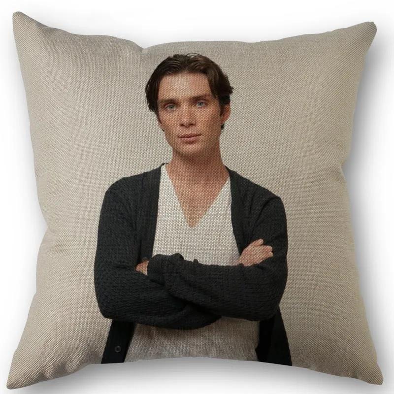 45X45Cm Pillow Cover Cillian Murphy Square Zipper Cotton Linen Pillow Cases Bedroom Home Wedding Decorative Pillowcase 1213