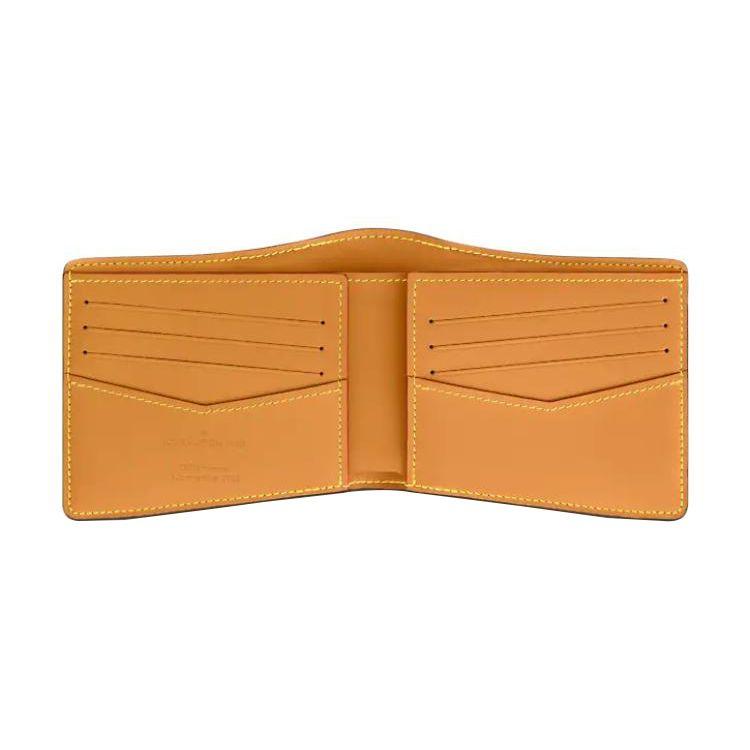 Louis Vuitton Slender Brand Pattern Distressed Metal Trim Coated Canvas And Leather Wallet Men wallet Brown M81583