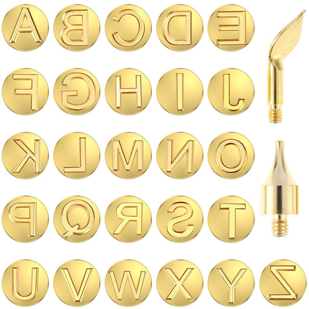 26/52Pcs Wood Burning Tip Copper Letters Wood Burning Tool Wood Burning Alphabet Template Tool for Embossing Carving Crafts