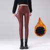 Autumn Winter Black Fleece Matte Pu Leather Leggings Women High Waist Sexy Motorcycle Pants Slim Skinny Warm Legging