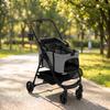 Dog Stroller 3 In 1 Foldable Pet Stroller For Small Puppy Cat With Detachable Travel Carrier Storage Basket Grey
