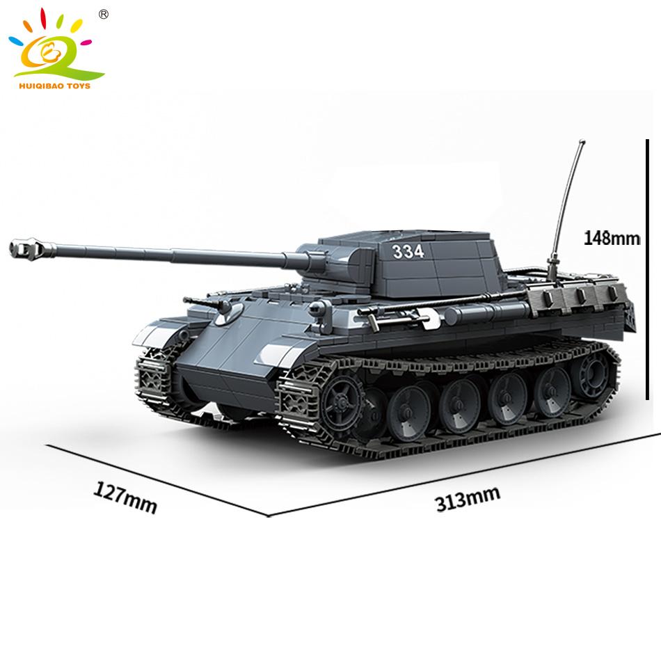 WW2 1180 шт., военная Пантера, средний танк, модель G, строительные блоки, 4 фигурки солдат, армейское оружие, кирпичи, игрушки для детей