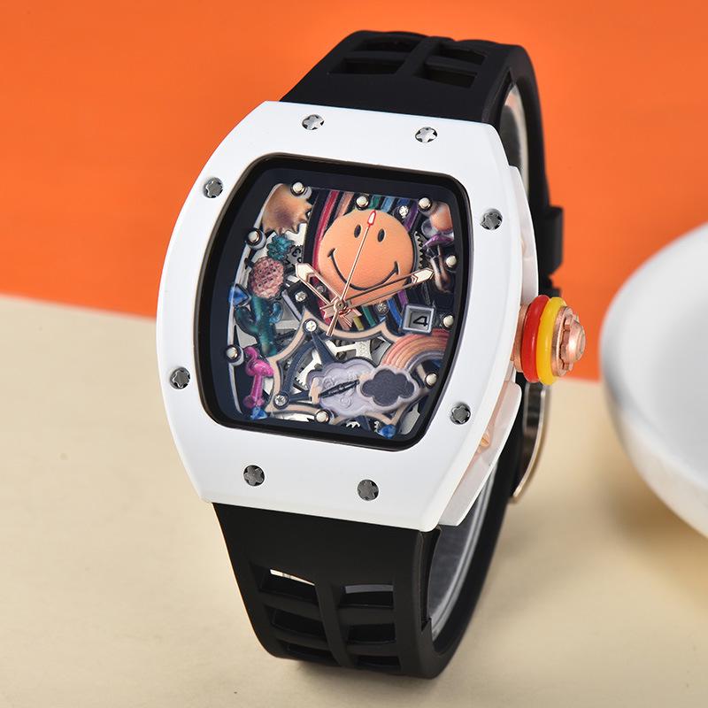 Мужские кварцевые часы из чистого белого вина с циферблатом в форме бочки, календарем и секундной стрелкой