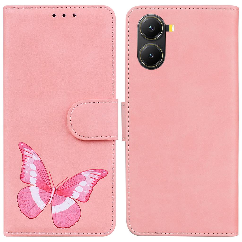 For Xiaomi Poco X7 Pro 5G/Redmi Turbo 4 5G Stand Case PU Leather Phone Cover Butterfly Printed