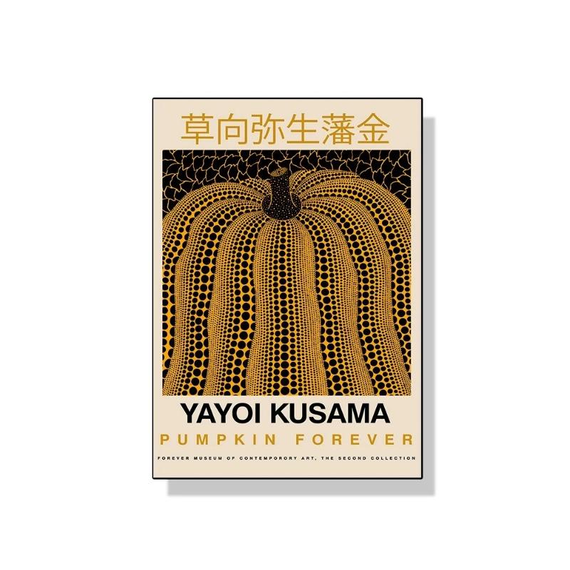 Yayoi Kusama Art Exhibition Pumpkin Flower Wall Art Poster Prints Abstract Canvas Painting Picture for Modern Room Home Decor