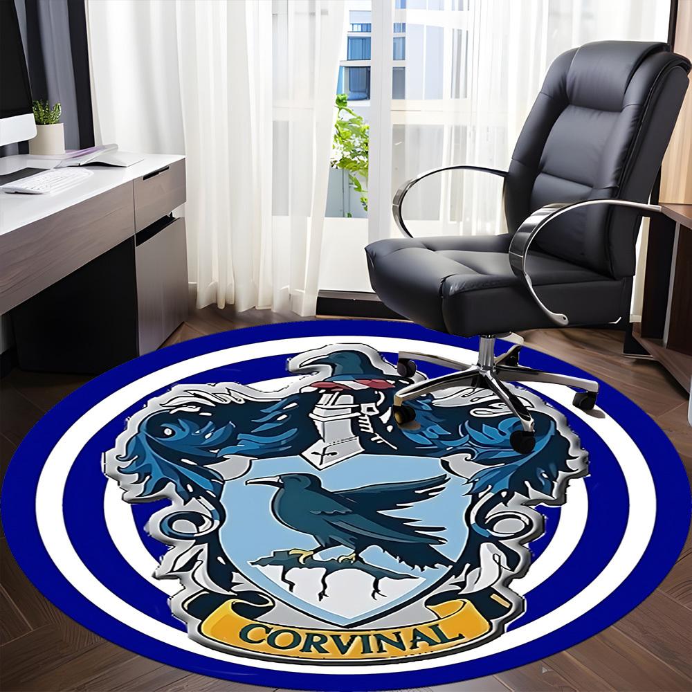 1PC Raven Crest Office Round Rug - Perfect for Office or Study Decor, Non-Slip Backing, Decorative Floor Mat yy250916074