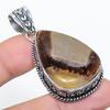 Natural Septarian Stone Gemstone Handmade 925 Sterling Silver Pendant 2.01" W9v27