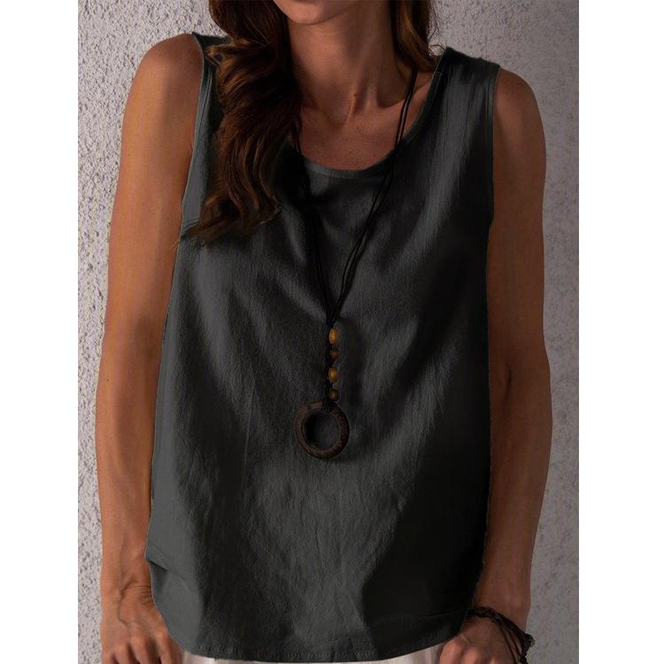 Women's Summer New Casual Loose Vest Plain Sleeveless Top