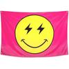 Preppy Tapestry Pink Smile Face Flag 60'' x 40'', Heavy Duty 200D Polyester Cute Smile Banner for Teen Room Girls Bedroom College Dorm Wall Hanging