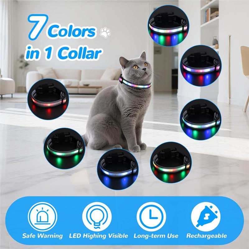 Cat Collar With Remote, Rechargeable Waterproof LED Light For Night, Dog For Night Walking Accessories