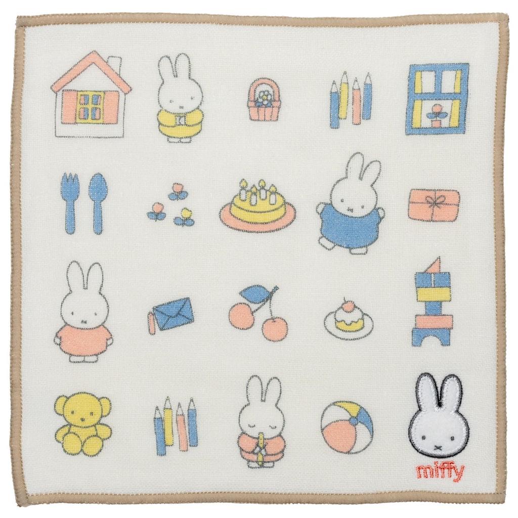 Tsujiseru Miffy Mini Embroidered Towel, 18.5cm, Icon, White, 4010-411