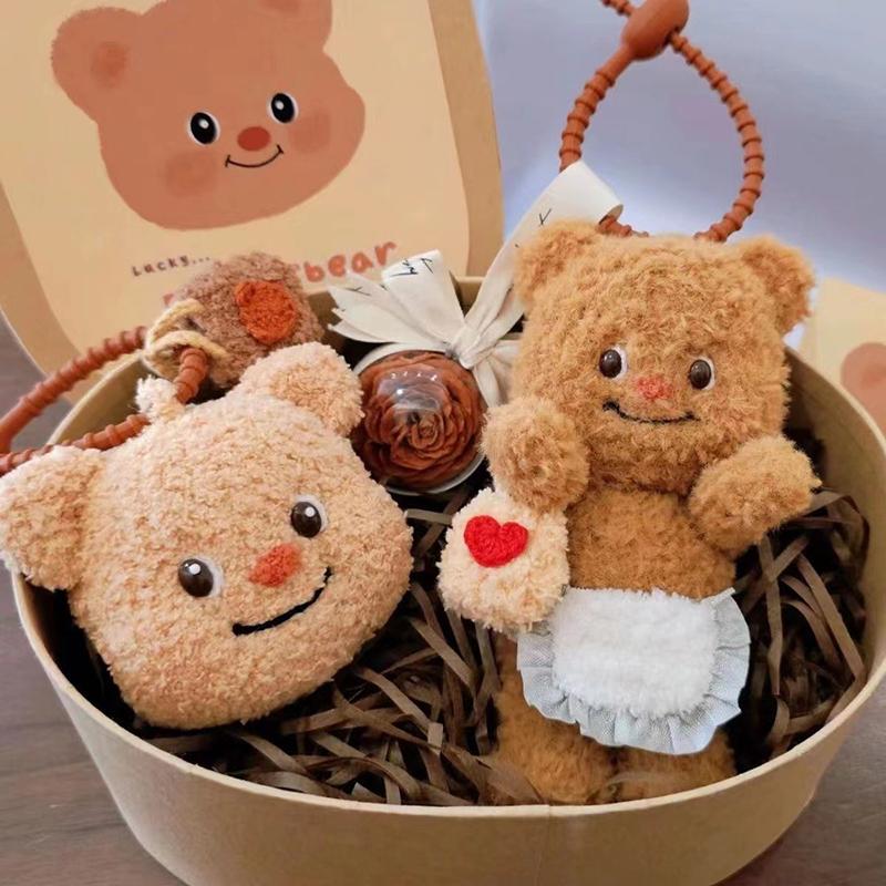 Милый мультфильм Кавали, плюшевый медведь, кукла, брелок, сумка, автомобильные ключи, аксессуары, пара, подруга, игрушки на день рождения для девочек
