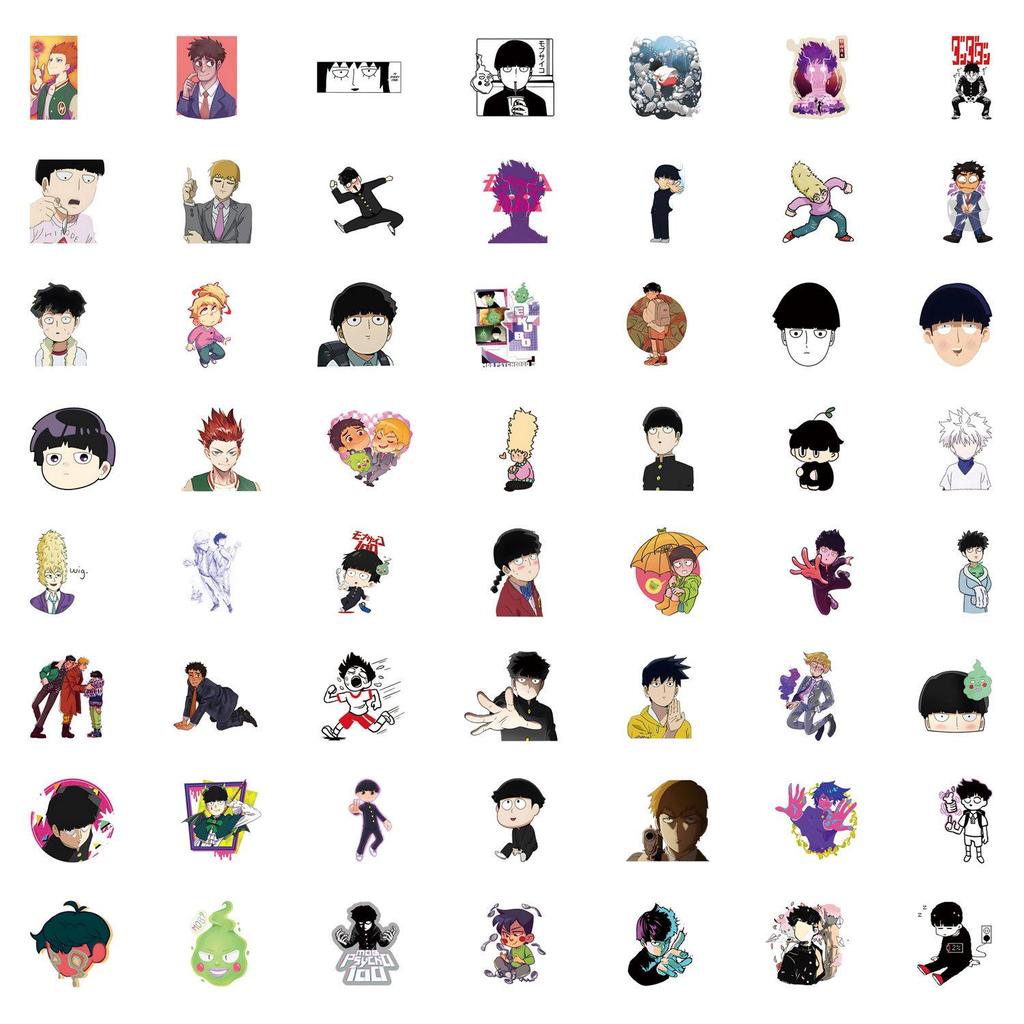 55 Наклеек для Манги и Мультфильма Mob Psycho 100 - Водонепроницаемые Наклейки для DIY