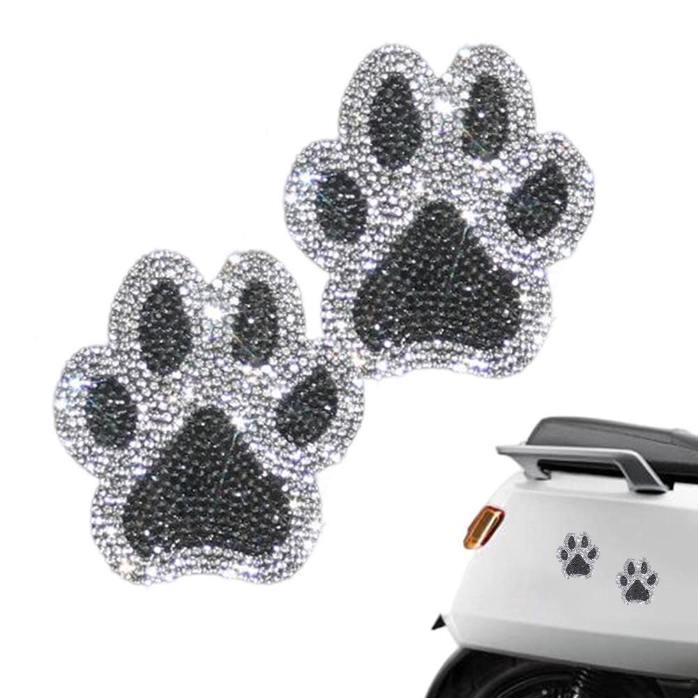 Glittering Rhinestone Paw Decals Waterproof Sticker for All Weather Durability