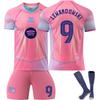 Подростки Дети Взрослые Индивидуальное Имя Футбольные Комплекты 25/26 Barça Розовый #9 Левандовский Спортивный Тренировочный Комплект Джерси с Носками