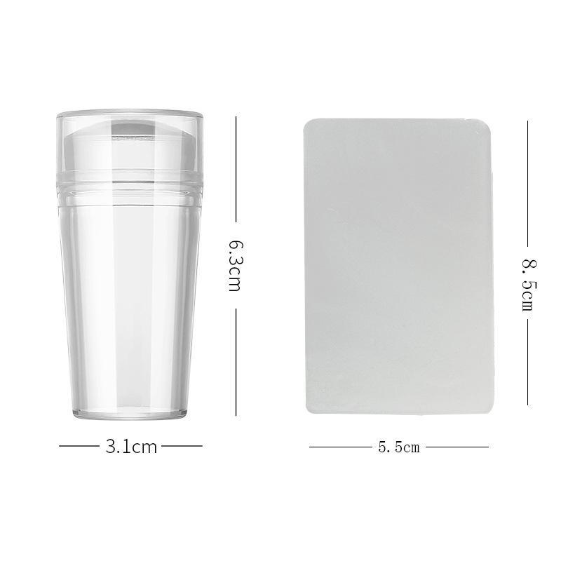 Nail Art Transparent Transfer Stamp 2.8cm with Cover & Scraper - French Nail Printing Tool