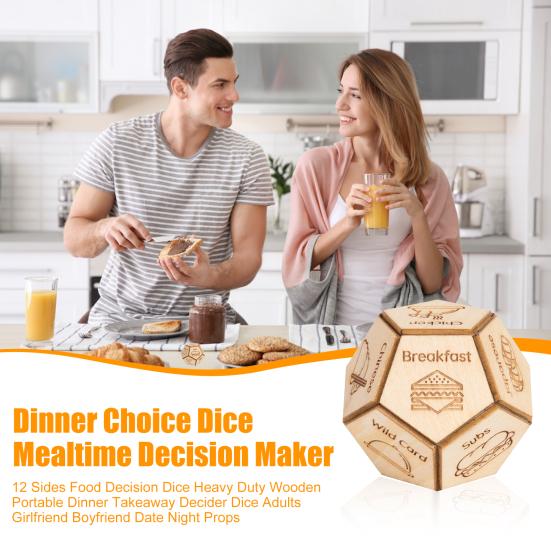 12-гранные игральные кости для принятия решений о еде, прочные деревянные портативные игральные кости для принятия решений о еде на вынос, для взрослых, для девушек и парней, для свиданий и вечеринок
