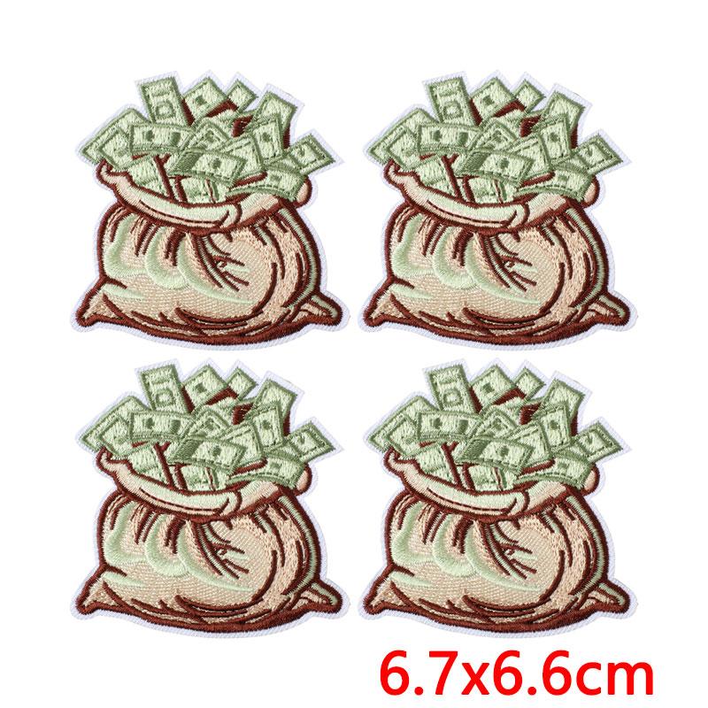 10Pcs Hip Hop Money Patch, Iron on Patches for Clothing, Cash Dollar Butterfly Embroidered Appliques for Streetwear
