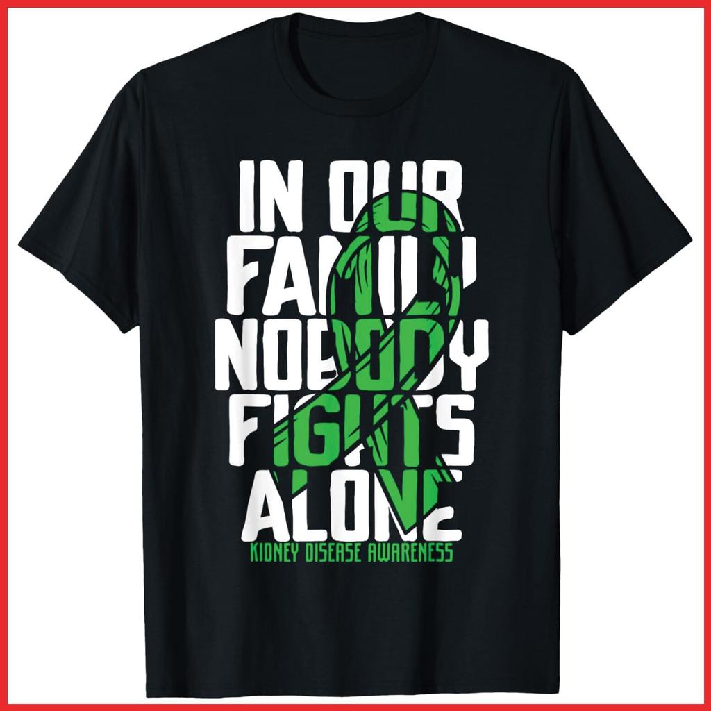 Kidney Disease Support Family Awareness Black Cotton T-Shirt S-5XL
