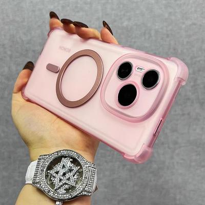 Противоударный магнитный чехол с беспроводной зарядкой Airbag для Tecno Spark 40 Pro Plus Spark 20 20C 10 Pro 10C Go 1 Magsafe Прозрачный чехол