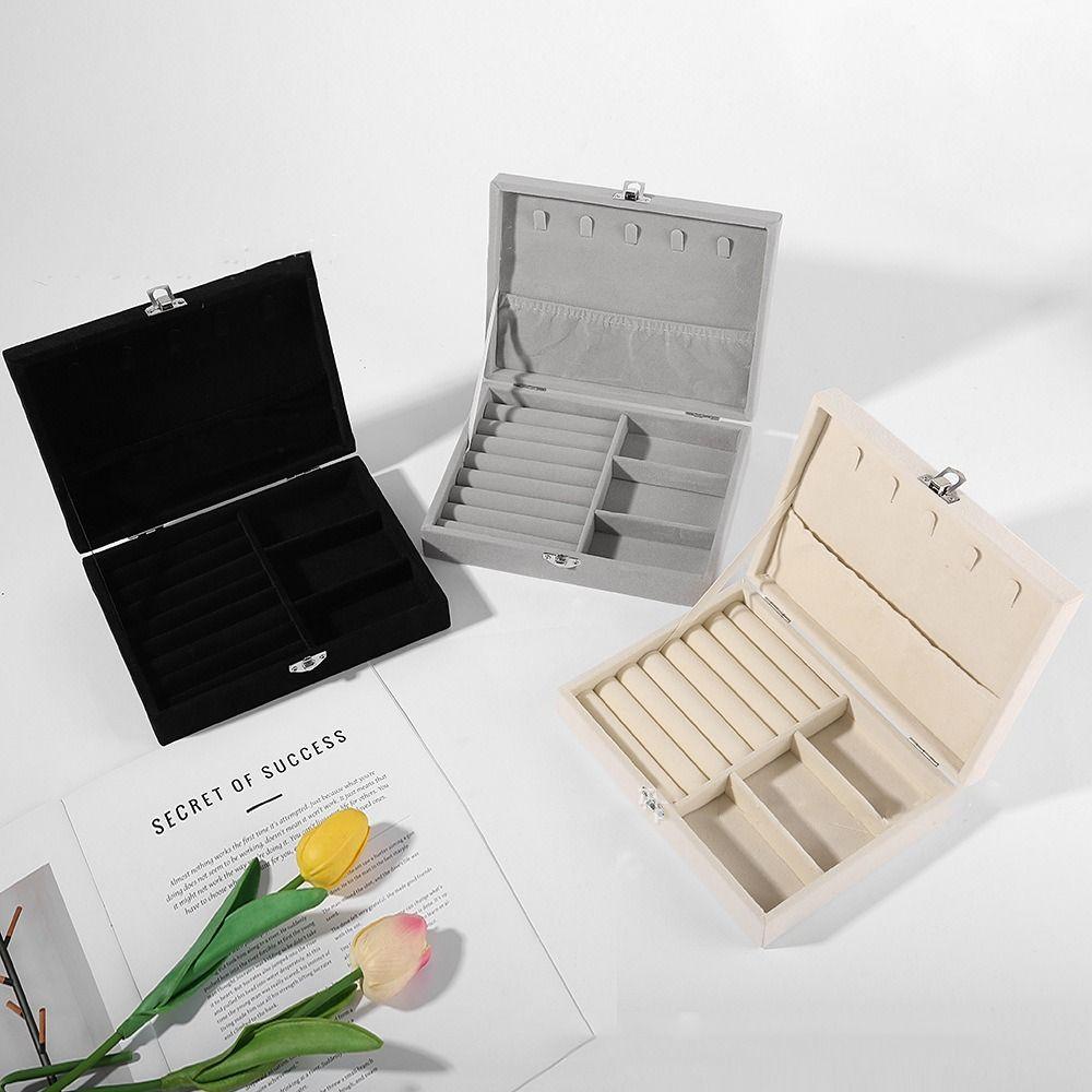 Lockable Portable Necklace Organizer Multi-grids Jewelry Display Container Bracelet