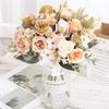 Home Decor Roses Autumn Artificial Flowers Silk Peony Hydrangea Big Bride Bouquet Wedding Home Party DIY Decoration Fake Flowers