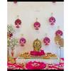 Handmade Engineered Wood Wall Decor Lotus with Jhumki Style Hanging for Home Decor,Diwali Decor,Wedding & All Festival Decor (6 PCS -Pink/Raani)