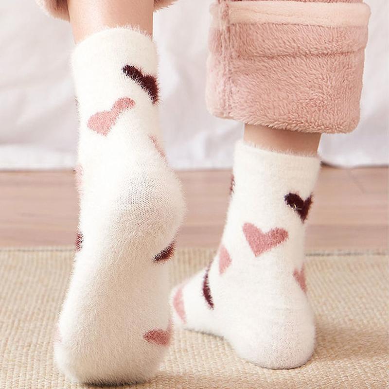Smooth Women's Socks Mink Velvet Socks Female Autumn And Winter Plus Velvet Thick Tube Socks Warm Floor Socks Coral Velvet Sleep Socks