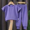 Летний детский комплект из тонкого шелка с короткими рукавами для девочек, с короткими рукавами, большой размер, средняя и большая детская домашняя одежда