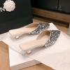 Pointed Toe Fashion Shoes 2024 Women Mid Heels Party Shoes Shallow Sexy Sandals New Elegant Mujer Stilettos