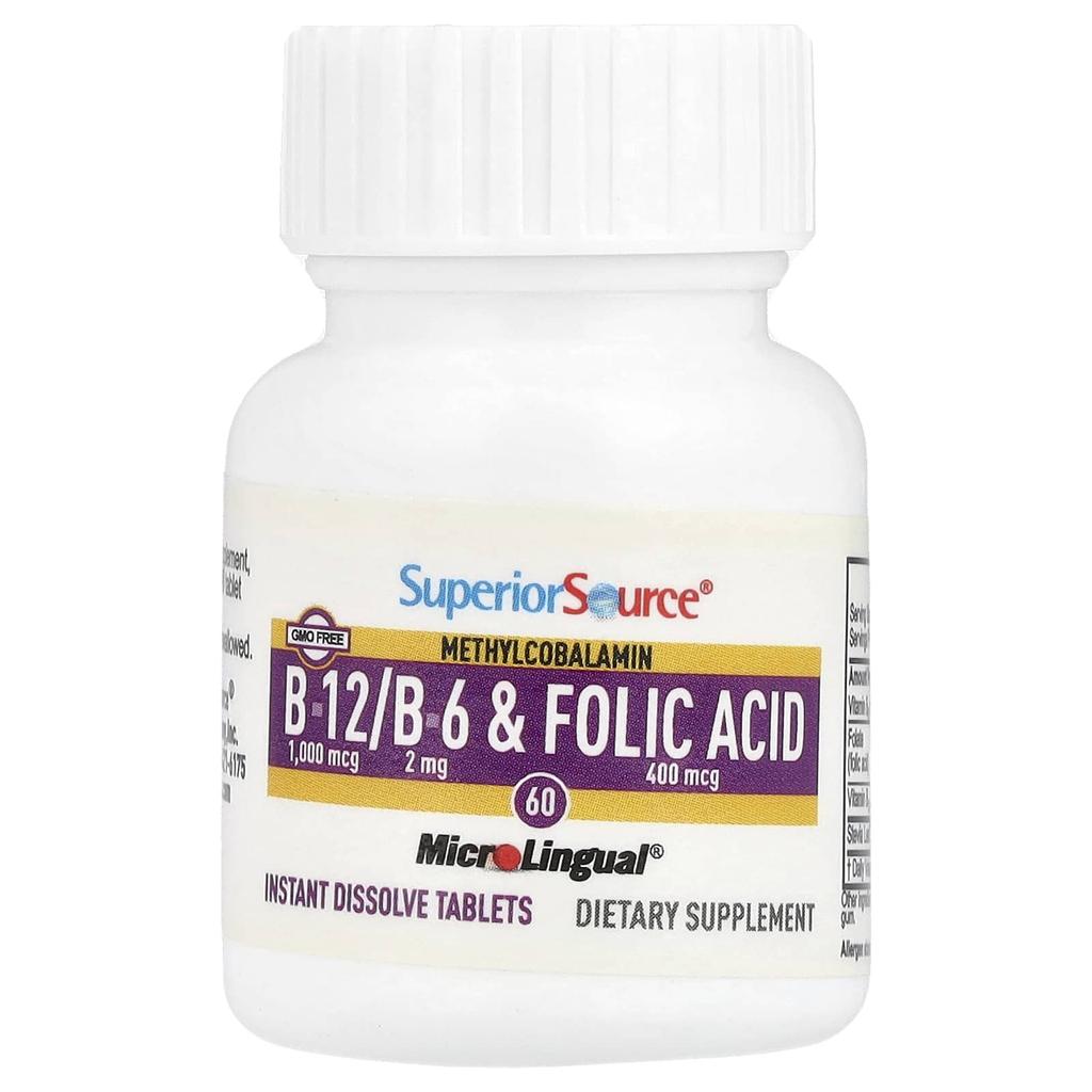 Methylcobalamin B-12, B-6 and Folic Acid, Microlingual® Instant Dissolving Tablets, 60 Tablets