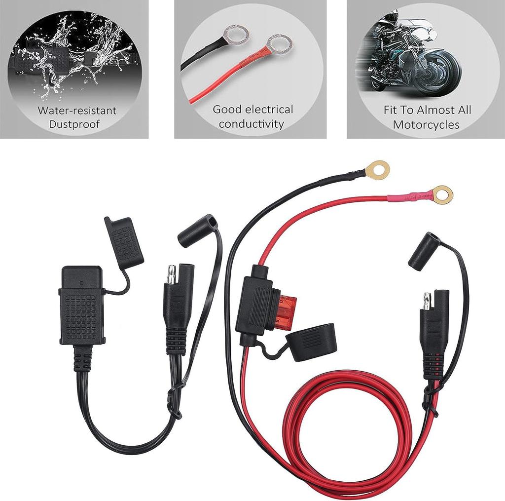 GTIWUNG SAE USB-порт с водонепроницаемой крышкой 22 см + 3,6 фута Соединительный кабель SAE 5A/10A/15A Предохранитель Кабель для зарядки аккумулятора Зарядка автомобильного аккумулятора