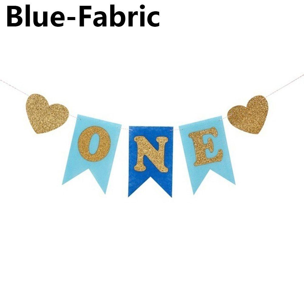 Prince Princess Gold Glitter ONE Hanging Flag 1st Birthday Party Decor Garlands Bunting Banner