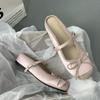 Inner Height Increase 5CM Flat Bottom Small Fragrant Wind Bag Head Half Slippers Women's 2025 New Versatile Bow Small Sandals Outer Wear