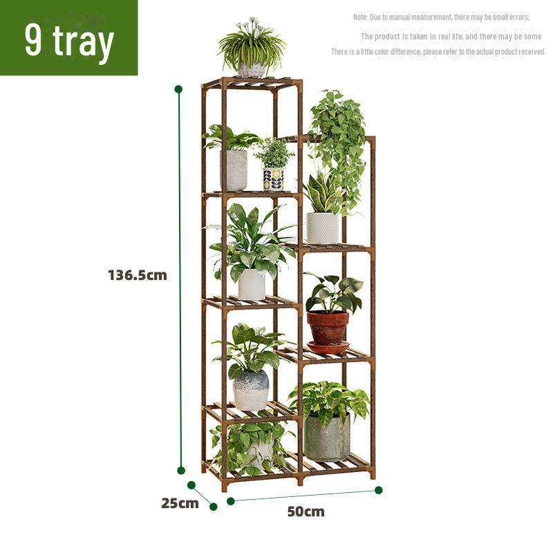 Solid Wood Multi-Layer Indoor Balcony Flower Stand for Bonsai, Succulents & Hanging Plants