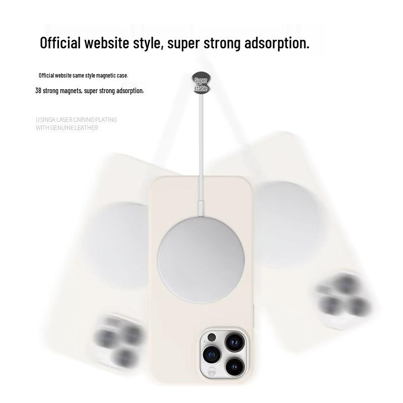 Жидкий силиконовый чехол для iPhone 17 Pro Max с большим отверстием и невидимой магнитной зарядкой - Совместим с Apple 16, Защита от падений, Новый.