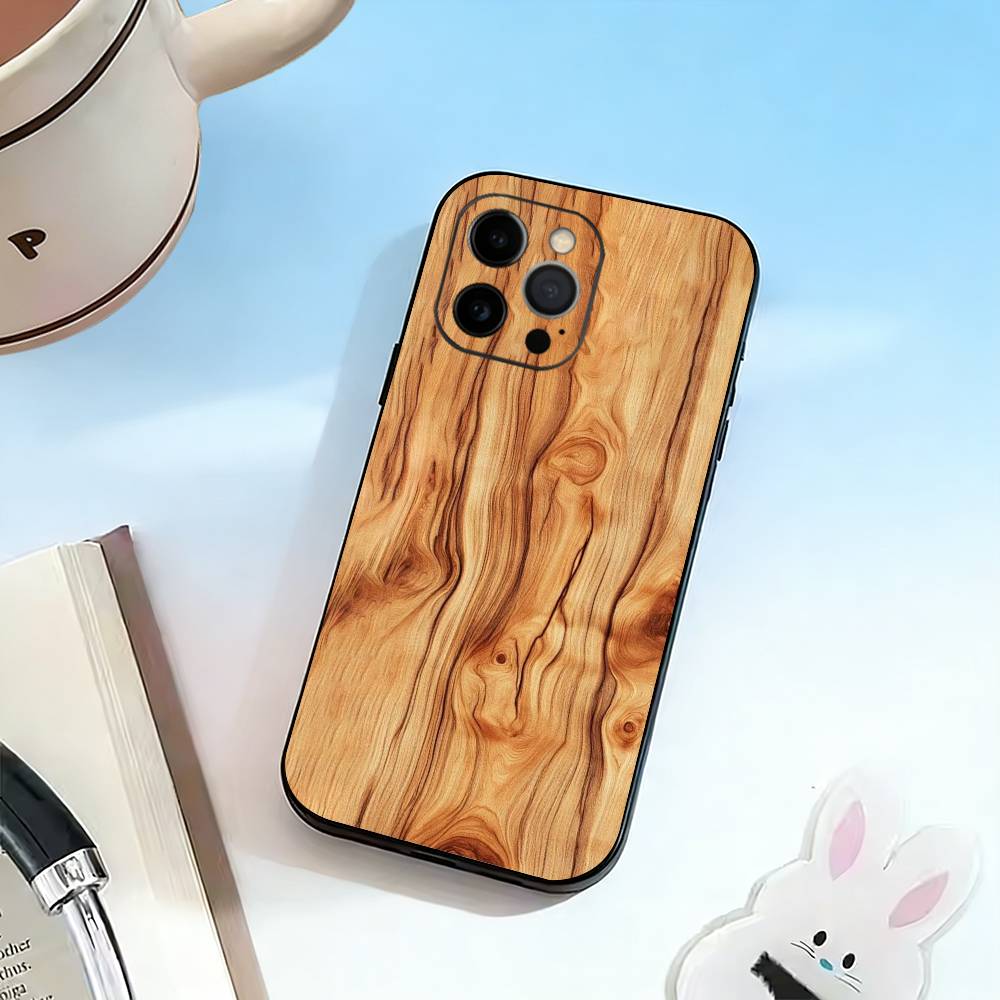 N-Натуральное дерево Чехол для телефона Силиконовый Мягкий Для IPhone 17 16 15 14 13 12 11 X XR Plus Pro Max Plus