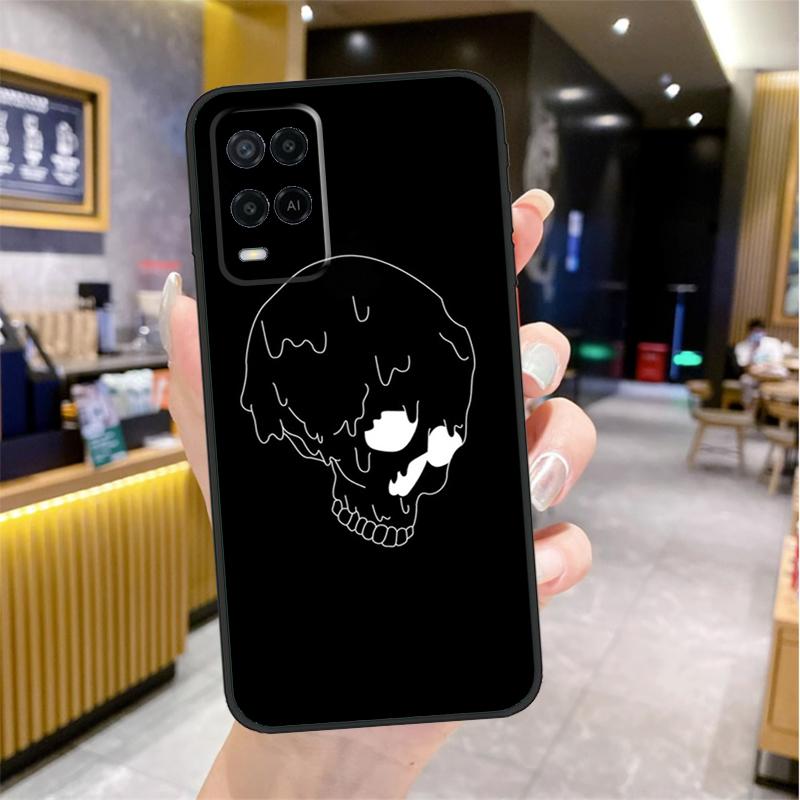 Черный эстетичный цифровой чехол-скелет для Oppo A98 A18 A38 A58 A78 A60 A80 A40 A96 A76 A16 A94 A74 A54 A15 A17 A57 A77 A5 Pro
