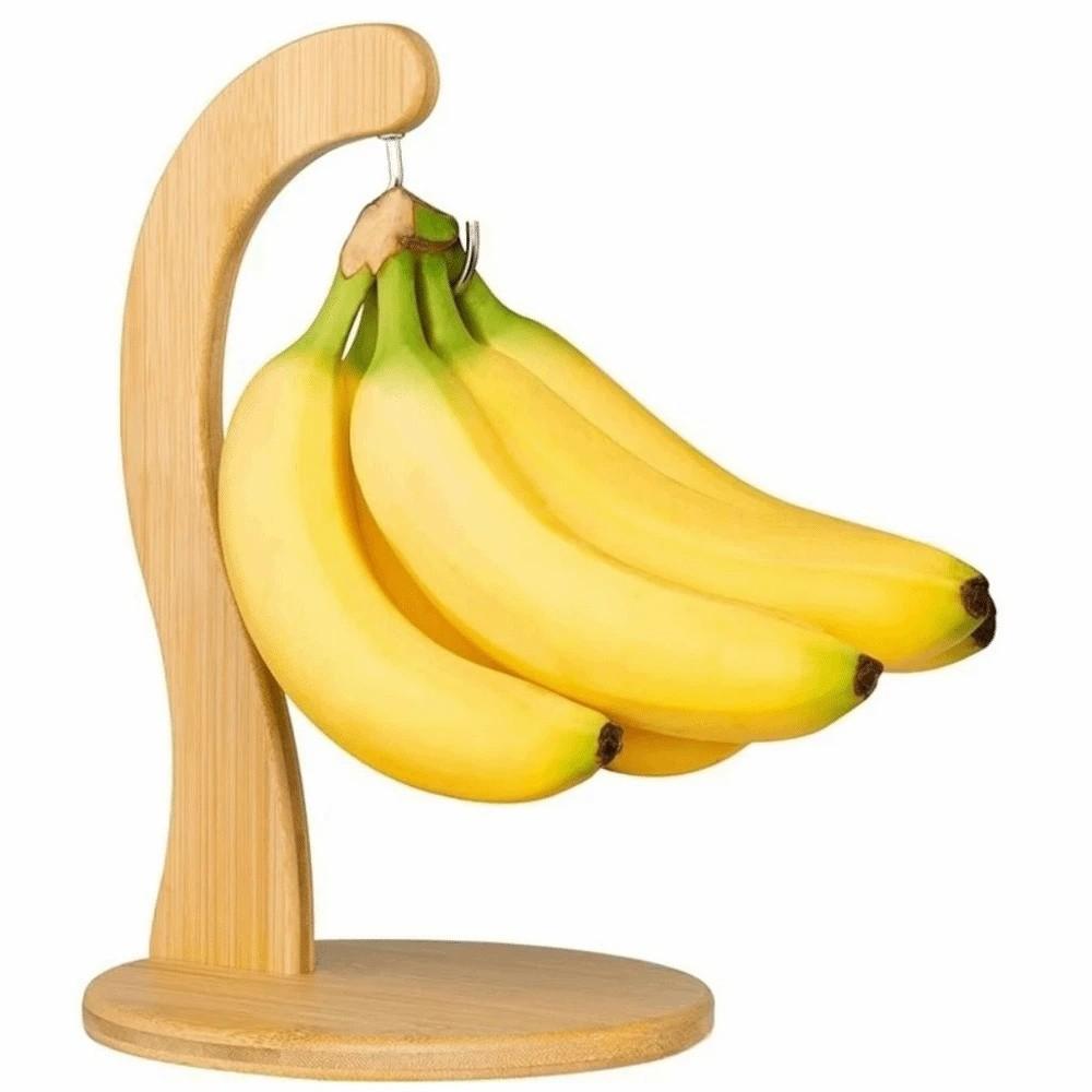 Creative Wooden Banana Rack Space Saving Hanging Kitchen Holder for Fruit,Mugs,Keychains