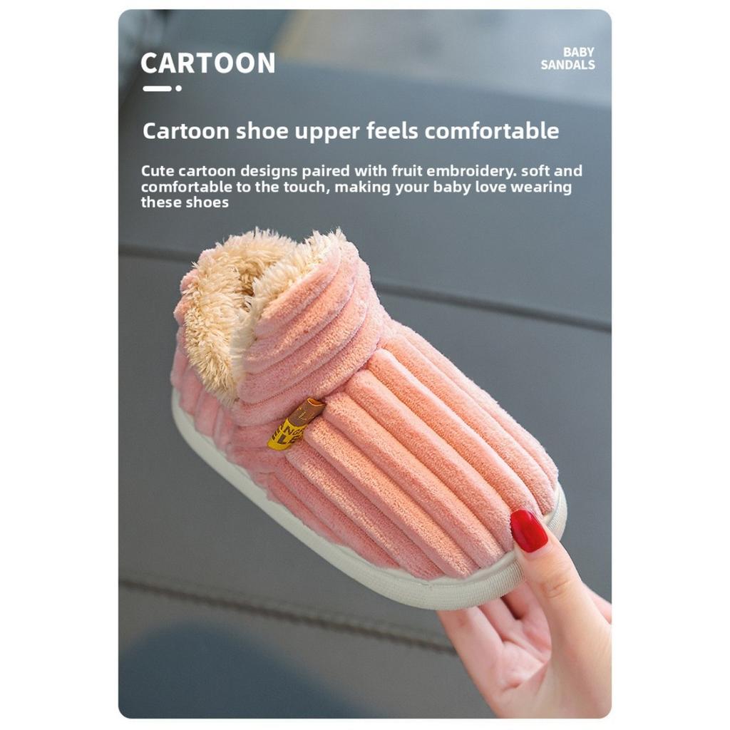 22-45 Children's Cotton Slippers Winter Boys' Baby Bag Heel, Warm Indoor Home Furnishings Children's Women's Cotton Shoes Hairy Shoes