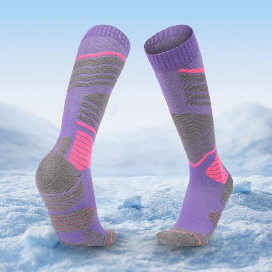 1 пара зимних лыжных носков для женщин, теплые носки для походов, высокие до колена, хлопковые носки для сноуборда, катания на лыжах и велоспорта на открытом воздухе