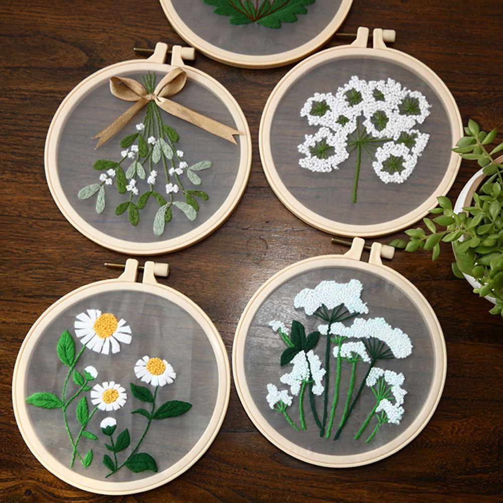 Sewing Accessories Needle Thread Embroidery Hoop Needle Punch Cross Stitch Kit Flower Embroidery