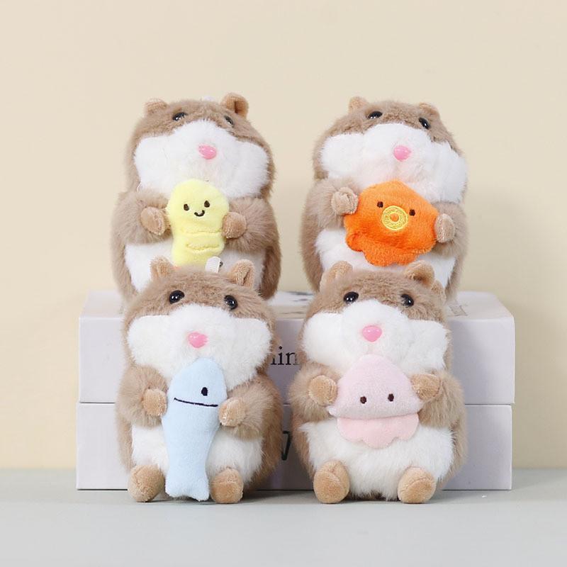 Plush Hamster Keychain Cute Cartoon Toy For School Backpack Kids Gift