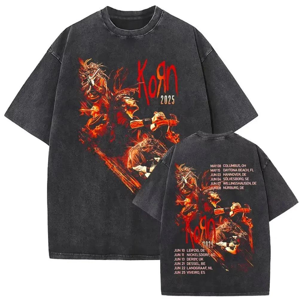 Korn Nu Metal "Follow the Leader" Альбом 1998 года Графика Hopscotch Оверсайз Винтажная стирка Уличная одежда Футболка Топ для поклонников Nu Metal и Рока